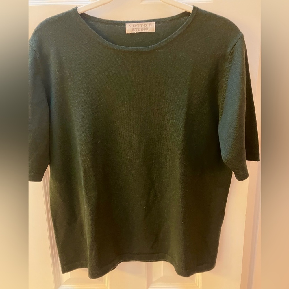 - Forest Green Wool Short-sleeve Sweater